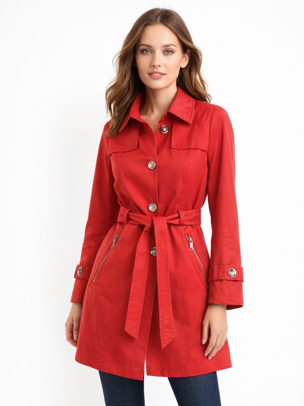 Novelti By AJG Coral Belted Trench Coat Size 8